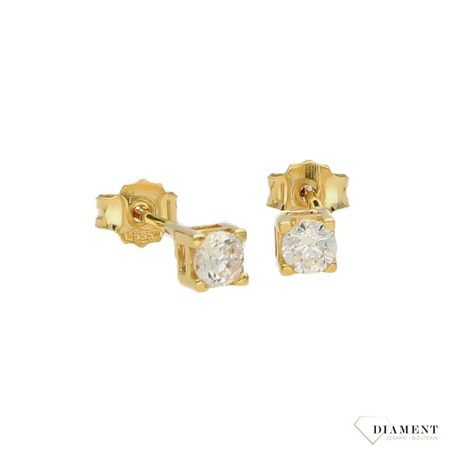 Złote kolczyki przy uchu 585 oprawiona cyrkonia KL 9393 585.jpg